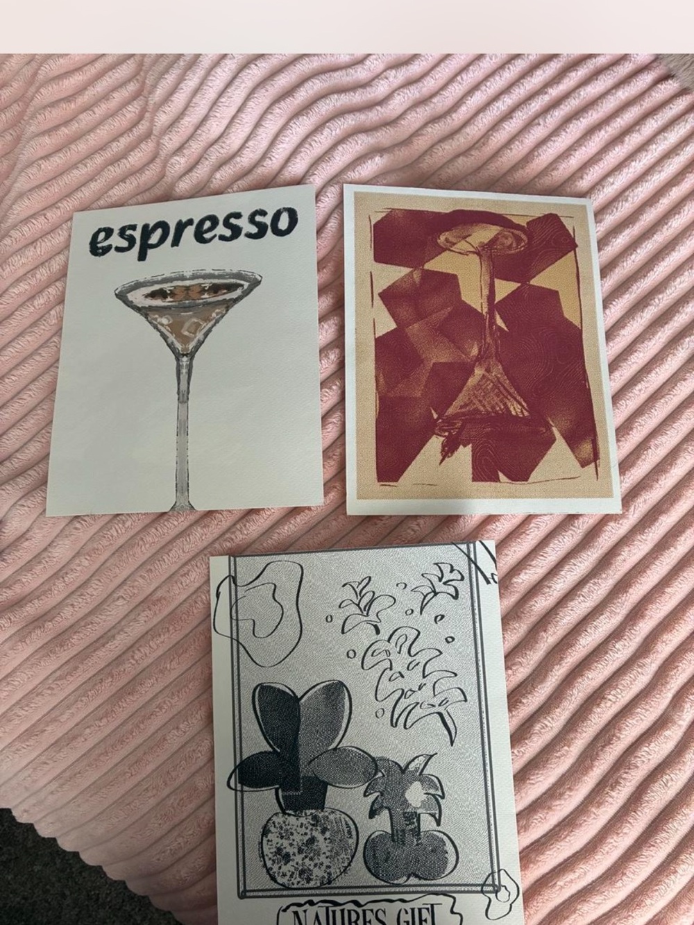 Espresso Martini Art Prints - Pink, Cream & Burgundy
